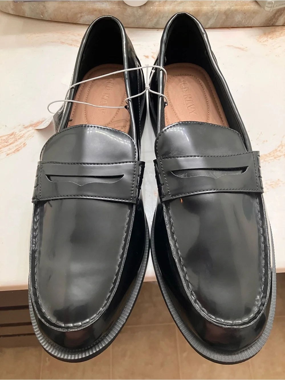 Old Navy Black Glossy Penny Loafers for Men